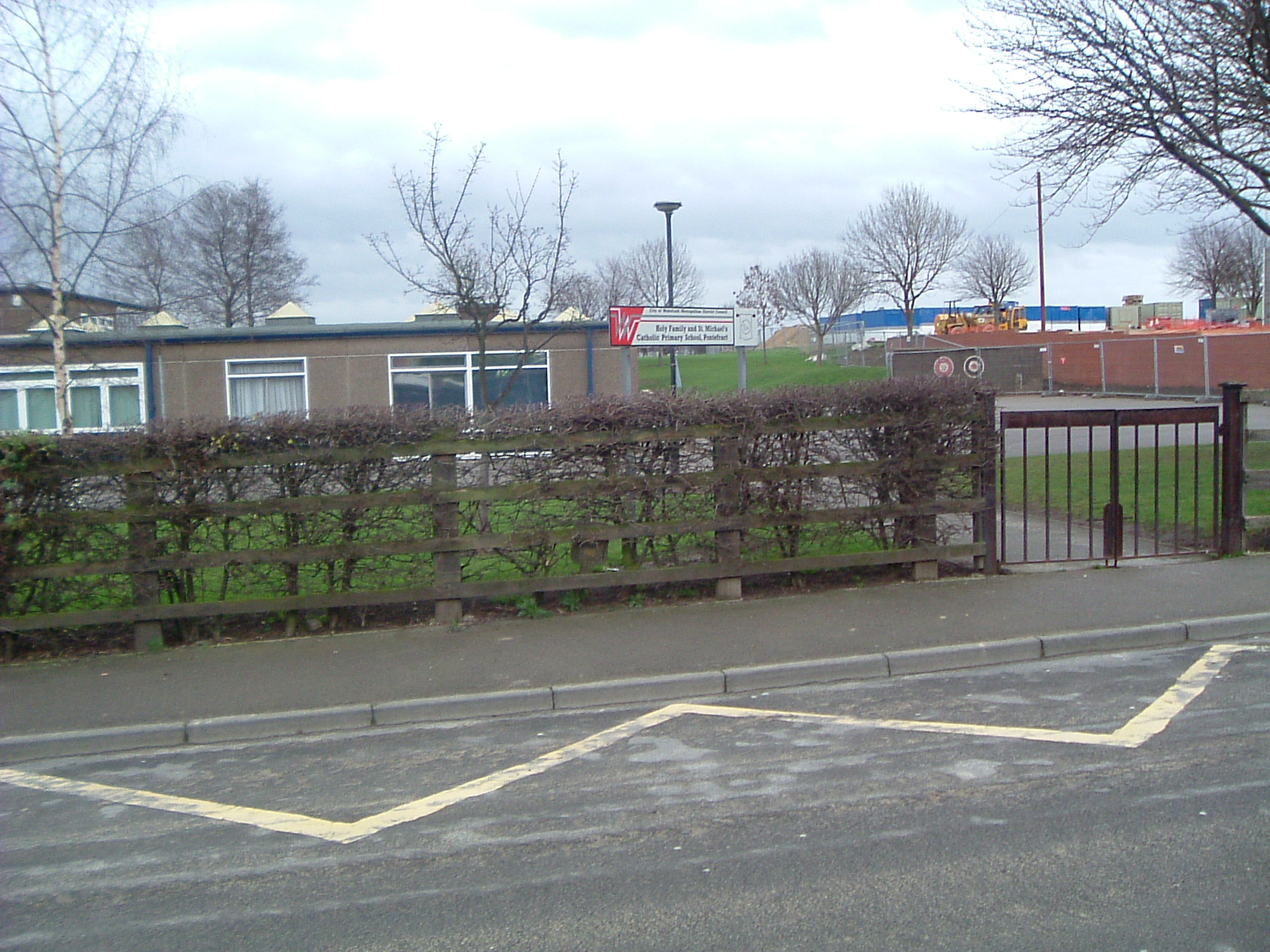 Holy Family School, Pontefract, picture taken from closed footpath