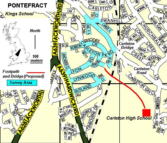 South Pontefract, the survey area and proposed path